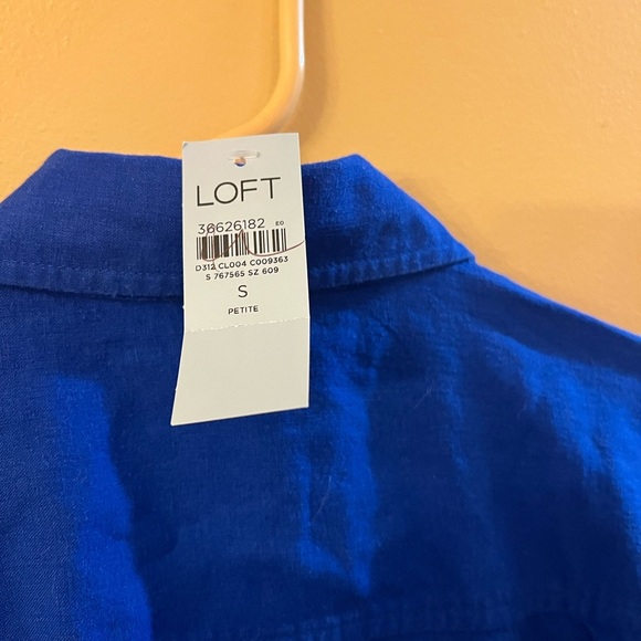 Loft Women's Front Tie Linen Blend Button Down Top Size Small Petite - Picture 6 of 9